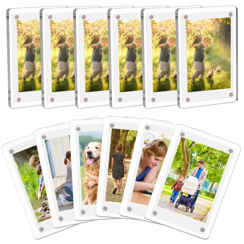 cadre photo magnétique transparent moderne blanc ruban magnétique gaskets supplémentaires papier plastique affichage réfrigérateur