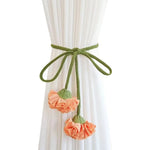 accessoires rideaux bohèmes attaches fleurs tissu coton couleurs vert jaune orange violet