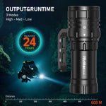 torche rechargeable plongée 20000lm 20w 600m portée alliage aluminium led professionnel robuste