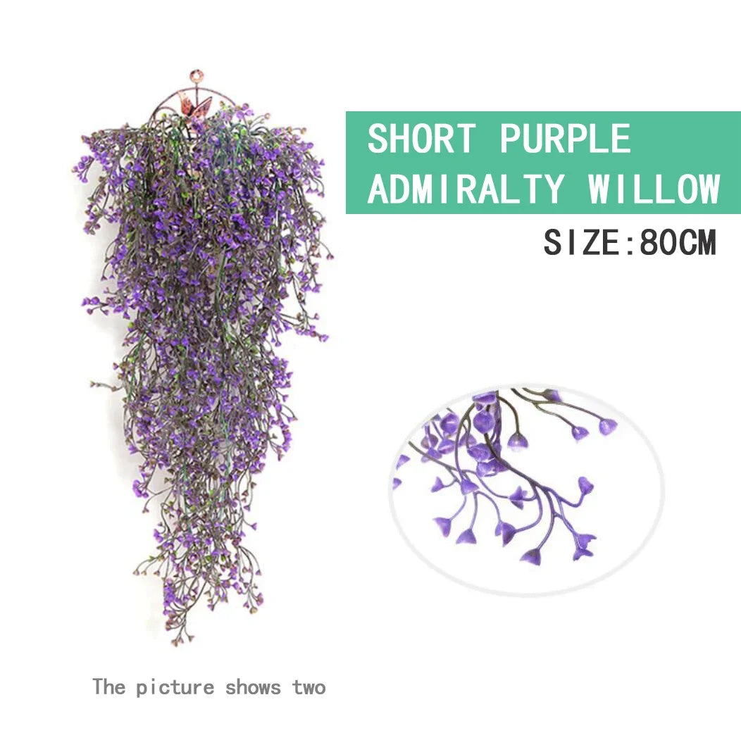 guirlande artificielle vigne violet vert blanc simple moderne extérieur accrochée fleurs anneaux métalliques