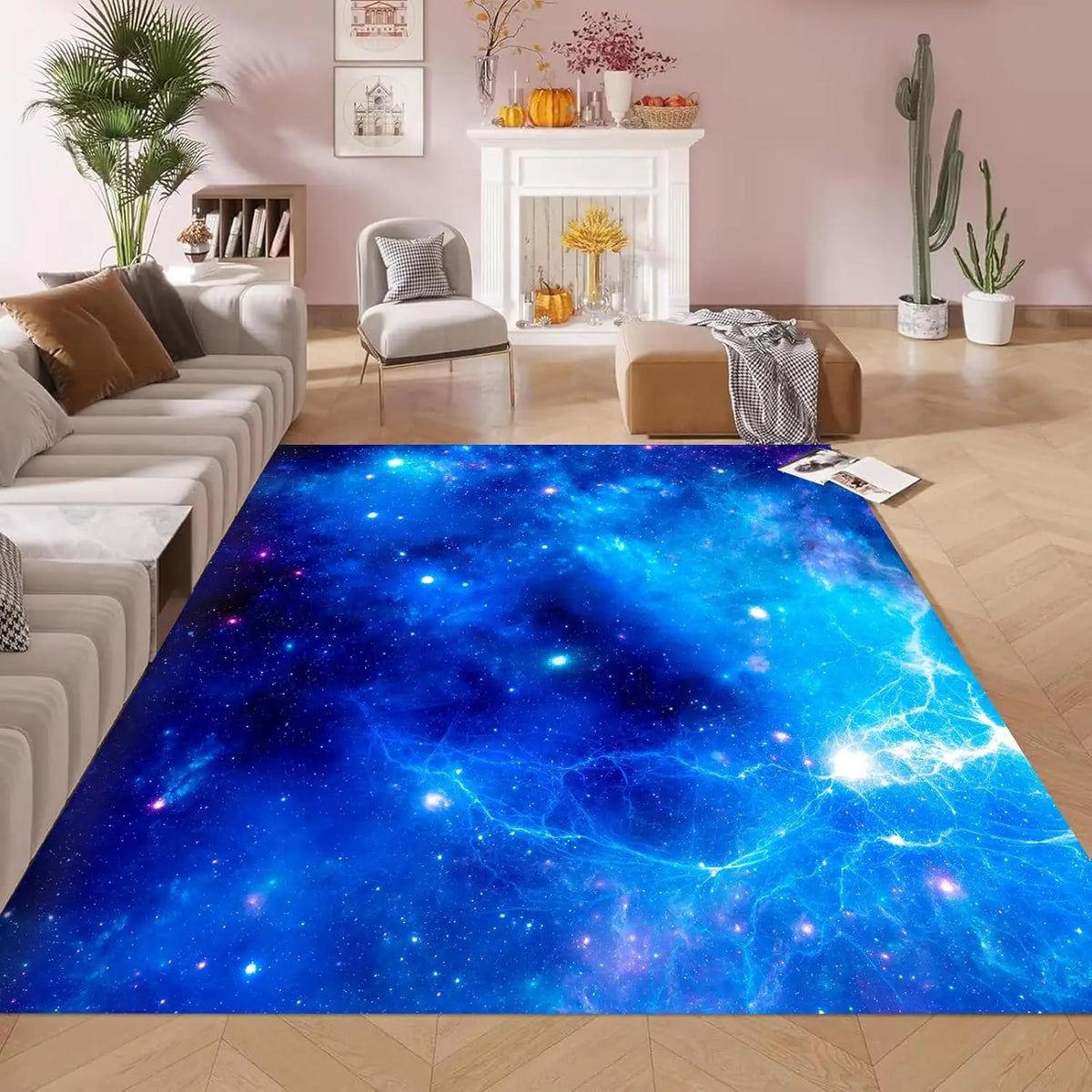 tapis moderne violet étoiles galaxie anti dérapant salon chambre prière 50x80cm 80x120cm 120x160cm