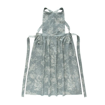 tablier floral vintage vert clair poche épaulettes croisées romantique impriméversible