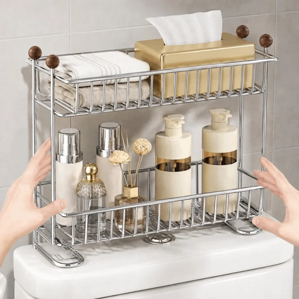 étagère salle bain chrome fileté moderne clips papier toilette serviettes flacons