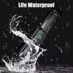 lampe torche led rechargeable usb zoom camping pêche extérieur étanche noire moderne