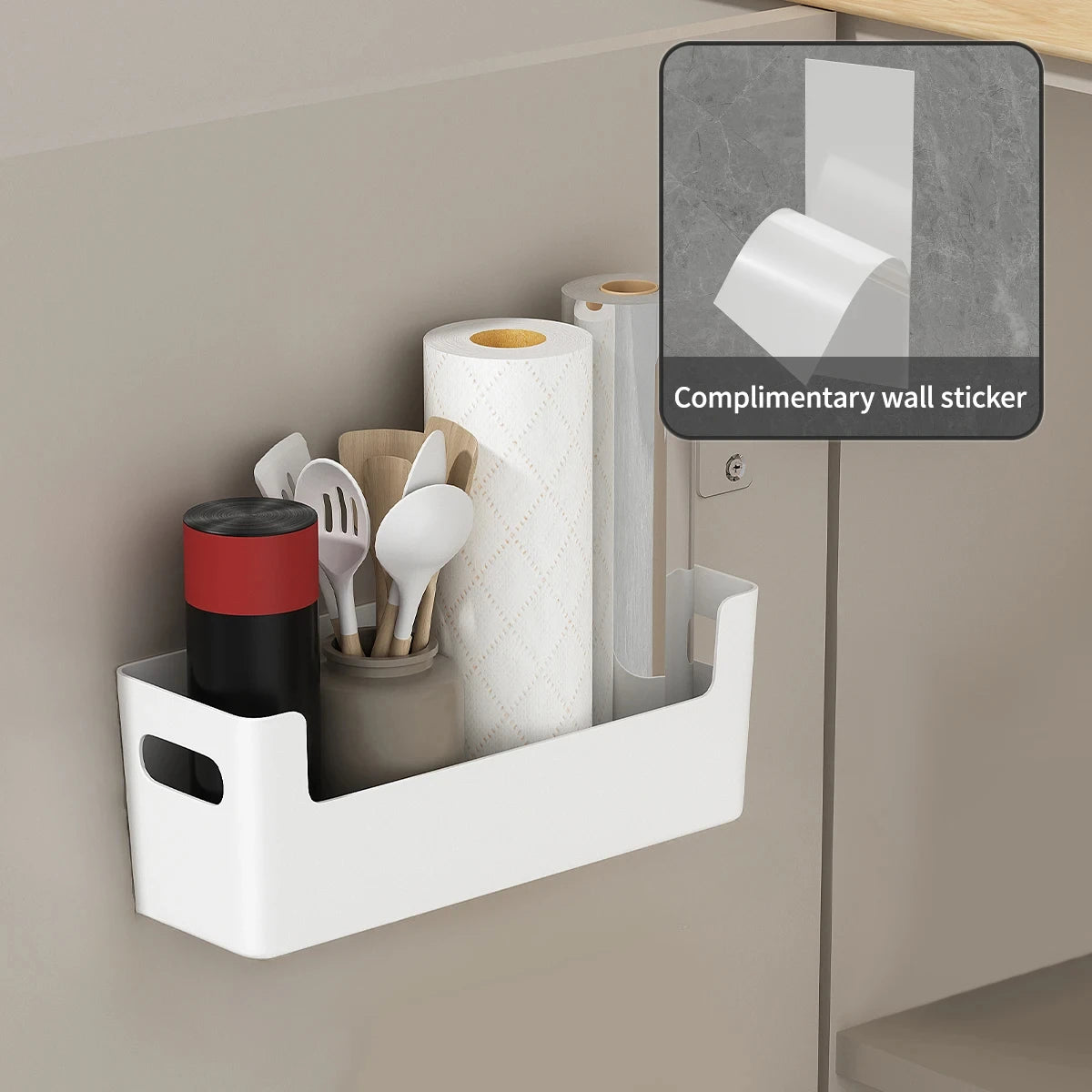 boîtes rangement adhésives murales blanc modernes cuisine salle bain multifonctionnelles réutilisables