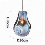 Suspension lumineuse moderne verre transparent doré bleu ampoules filament minimaliste