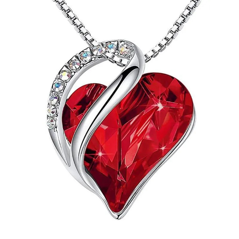 collier pendentif cœur brillantes rouge violet bleu moderne élégant box bijoux rose stabilisée