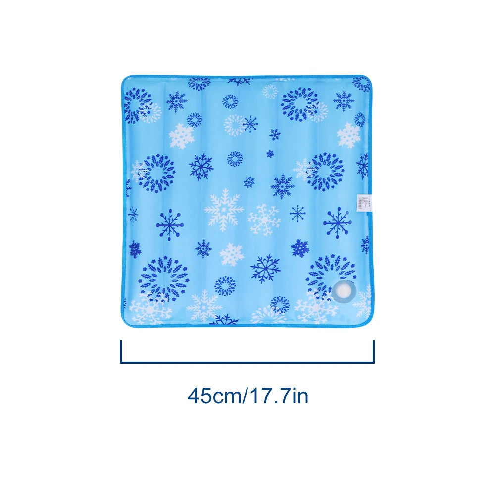 tapis rafraissant animal chat chien bleu blanc orange moderne texturé flocons neige