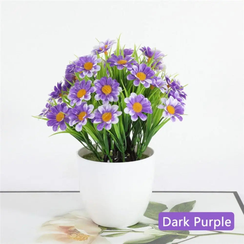 Décoration intérieure bouquet artificiel violet rouge rose jaune pot blanc moderne fête