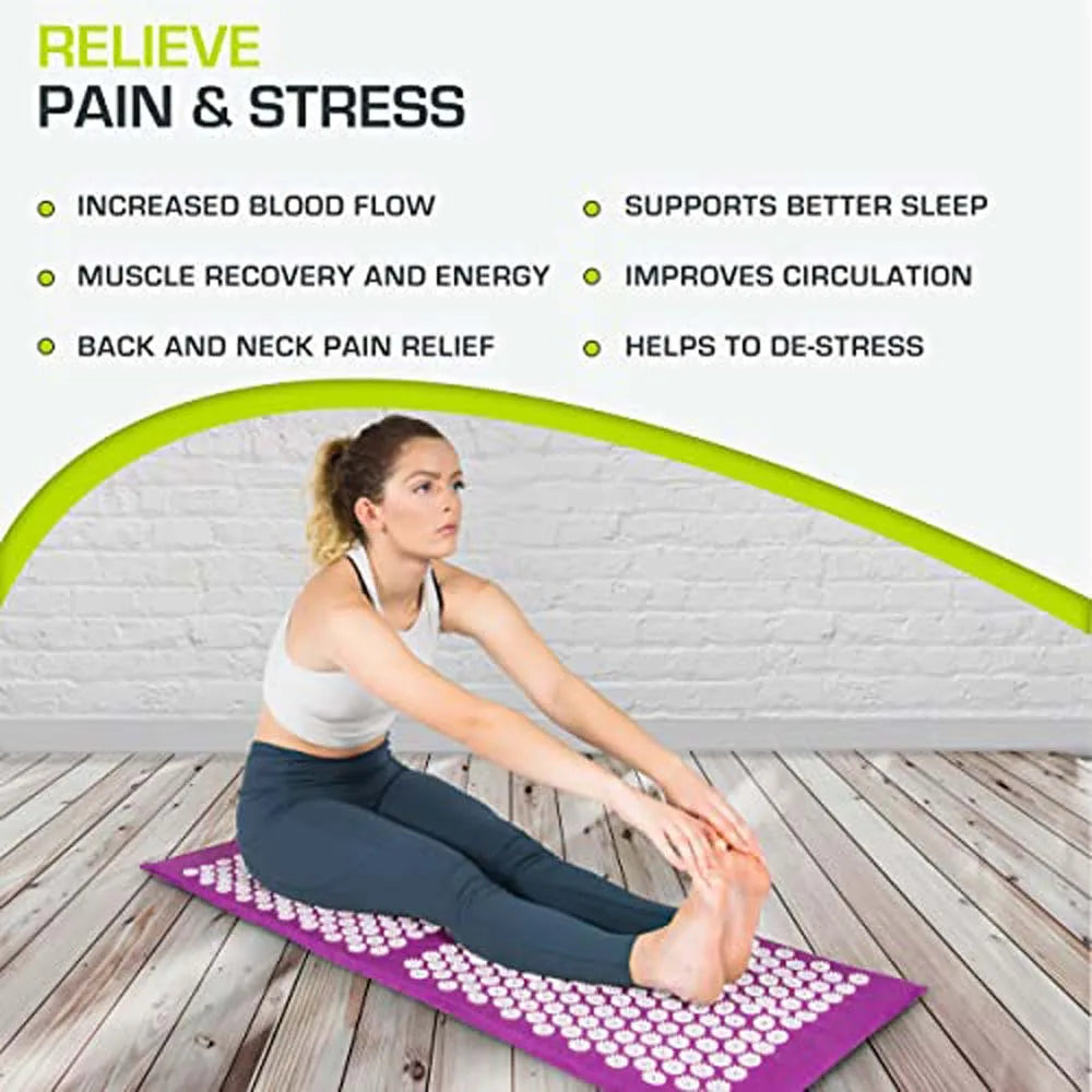 tapis massage acupression violet points blancs relief moderne relaxation dos pieds tête