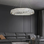 suspension lumineuse moderne dorée cristal transparent chaînes inclusées 4000k 6000k télécommande
