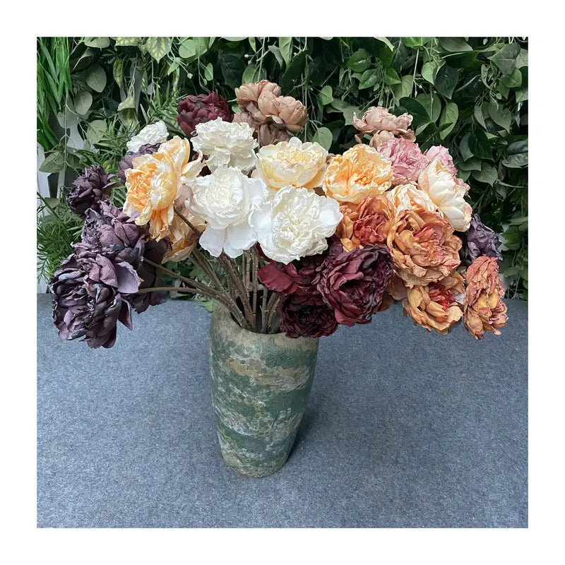 bouquet artificiel pivoine soie blanc rose romantique décoration intérieure maison anniversaire mariage