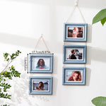 Cadre photo suspendu bleu avec photos personnelles