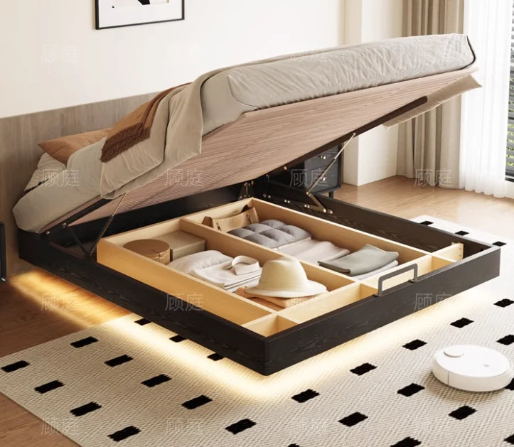lit moderne bois noir tissu cuir véritable 180x200cm tête lit matelas