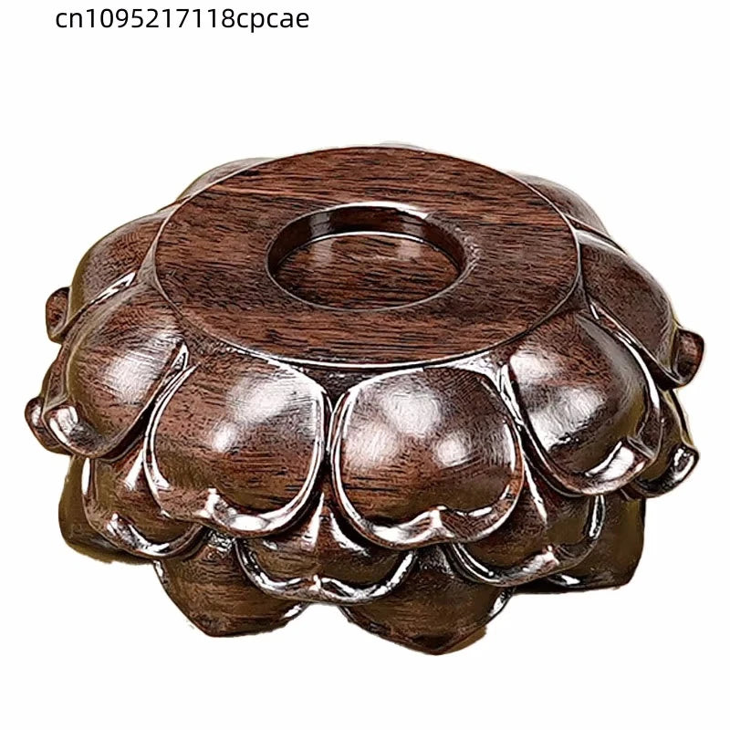 support bois marron artisanal bougie décoration pétales fleur main sculpté maison