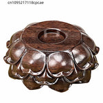 support bois marron artisanal bougie décoration pétales fleur main sculpté maison