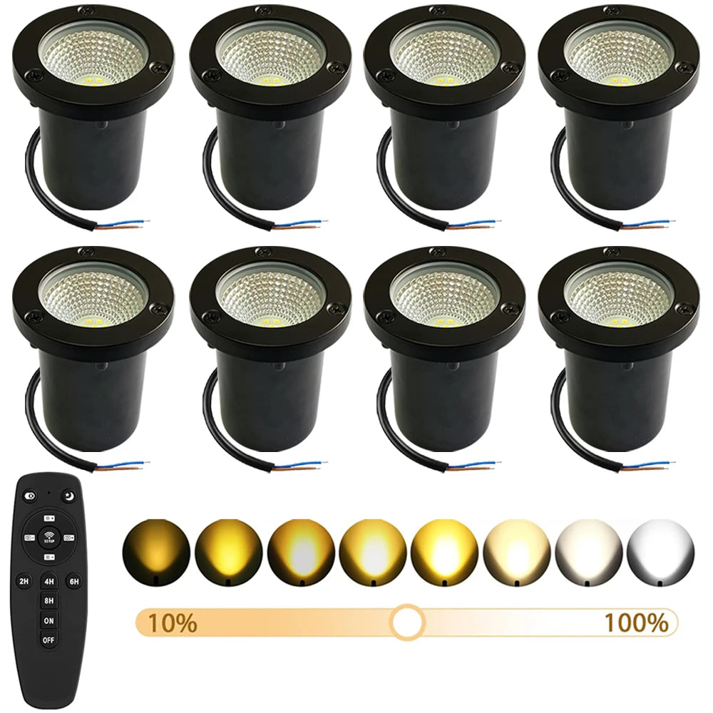 spots led étanches ip65 noirs modernes télécommande extérieur jardin allée