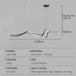 lampe suspendue moderne câble noir doré ondulé 120cm 140cm lumière froideversible