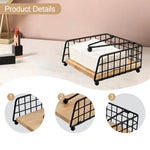 porte serviettes moderne noir doré base bois clair rangement table serviettes papier couverts moderne