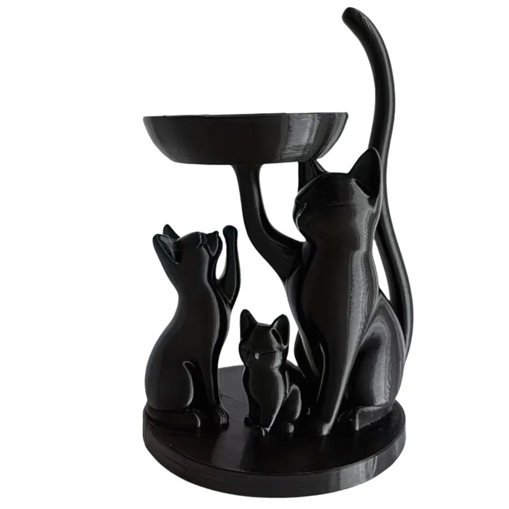 plateau rangement bijoux forme chat blanc noir lisse moderne imprimé 3D decoratif animaux