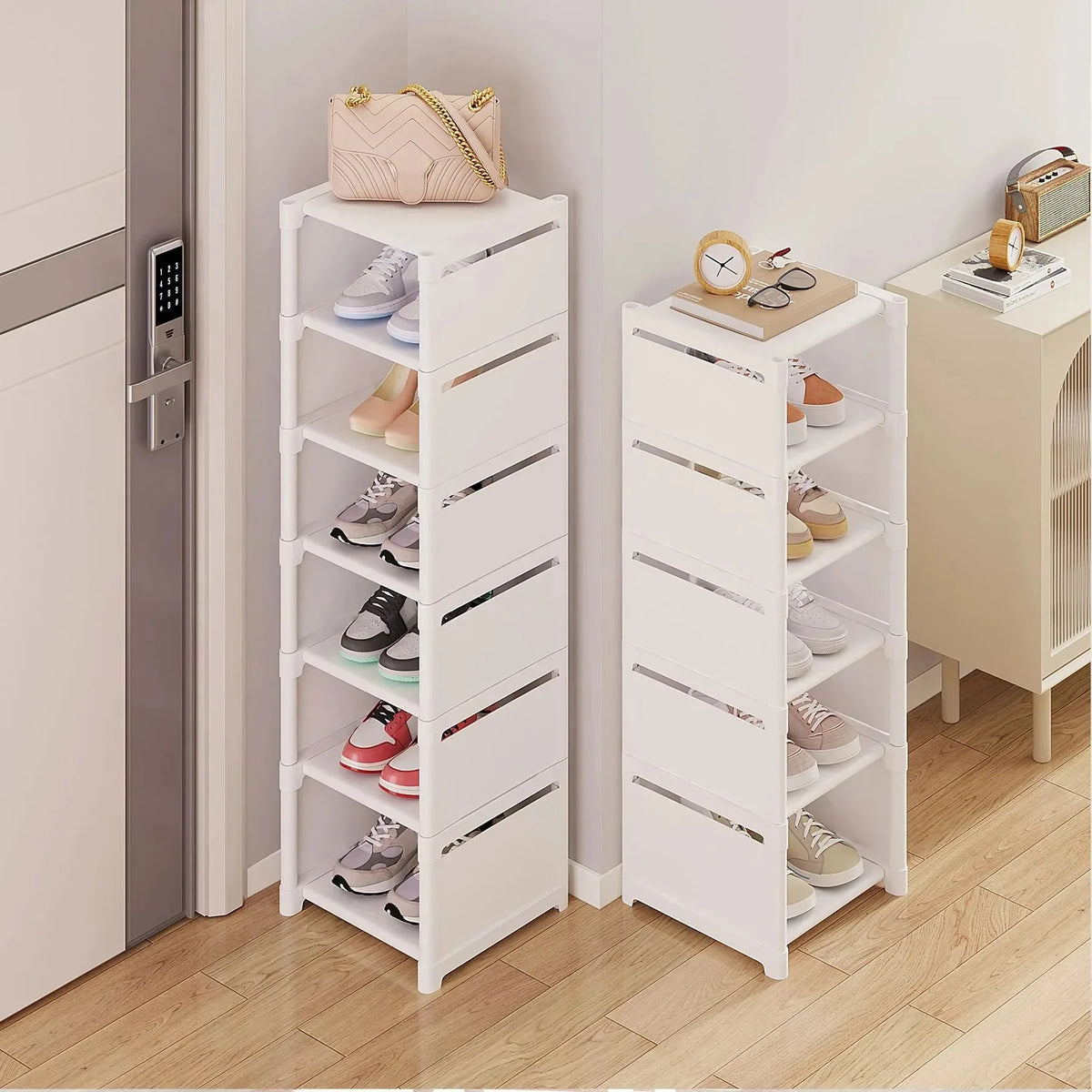 étagère chaussures moderne noir blanc matériau métal pp ps