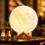 veilleuse lune led blanc moderne support bois chambre enfants lumière douce