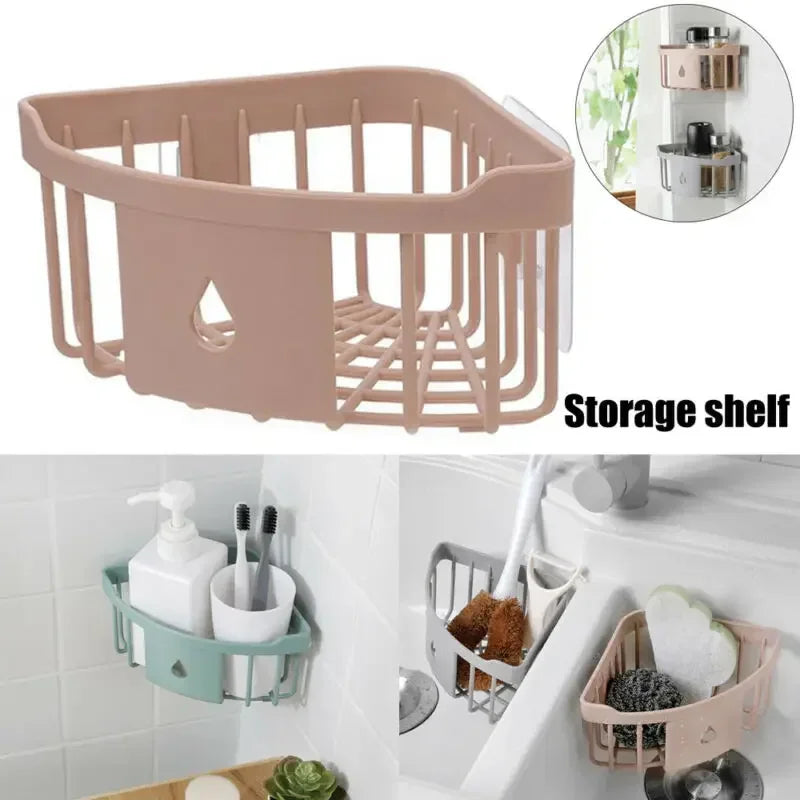 étagère rangement moderne rose pâle support mural adhésif simple structure mailles