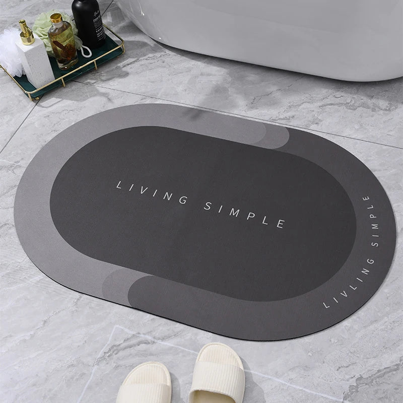 tapis bain super absorbant antidérapant moderne motifs géométriques gris living simple