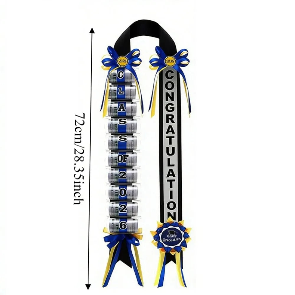 rubans graduation class of 2026 décoration voiture broches festives opaques rouges verts or