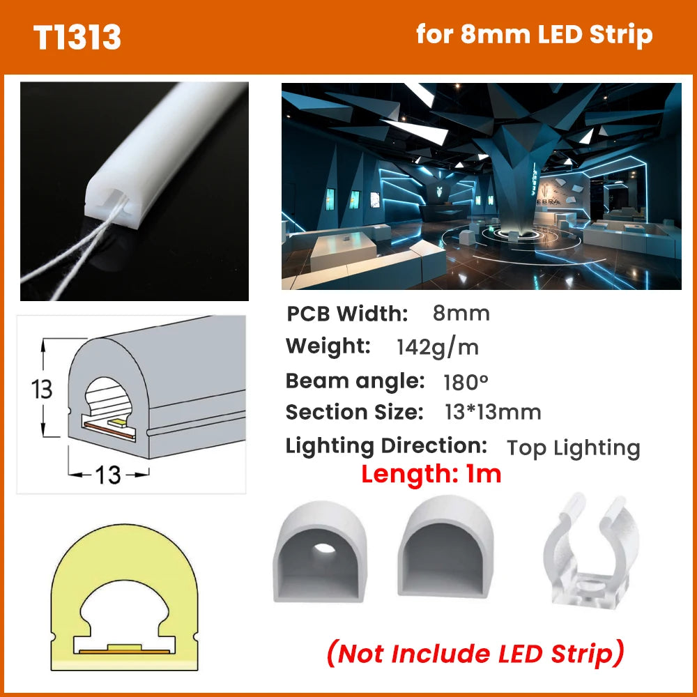 profils lumineux silicone blanc modernes eyelets flexibles led étanches 05m 1m 2m 3m