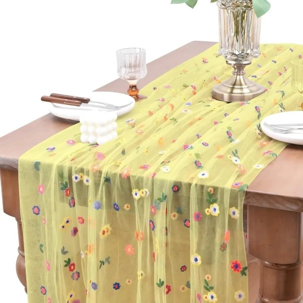 table table fleurée transparente rouge jaune bleu verte fete mariage deco romantique echangement saisonnelle