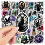 sticker adhésif chat noir mystique moderne art gothique vinyle pvc transparent adultes adolescents