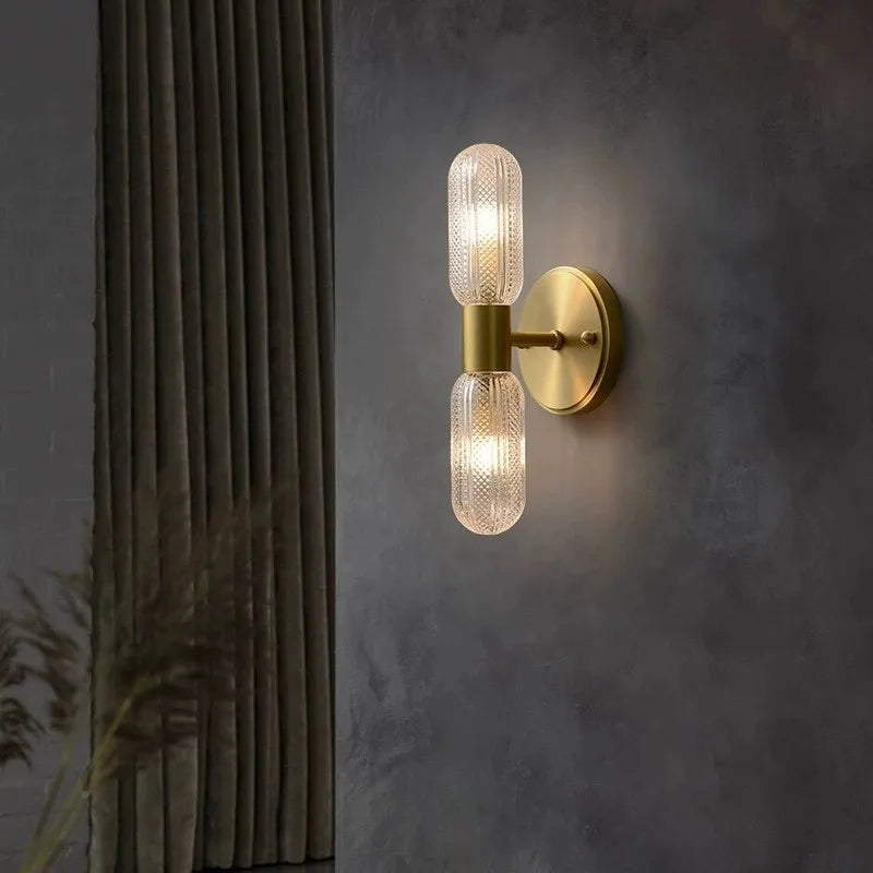 applique murale moderne or ridée transparente cuisine chambre salon entrée 220V LED 249 2000