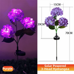 fleurs artificielles lumineuses hortensia bleu rose violet feuilles vertes moderne décoration extérieure panneau solaire