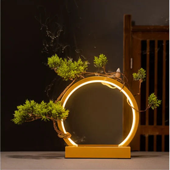 anneau lumineux led or rouge feuilles artificielles base métallique moderne artistique festive gifts