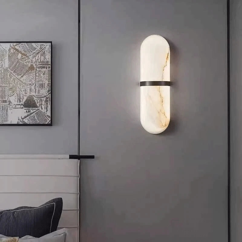 applique murale moderne marbre blanc beige luminaire led chambre salon étude entrée minimaliste fixe