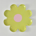 assiettes jetables fleurs dorées blanc vert jaune rose violet moderne fête enfants