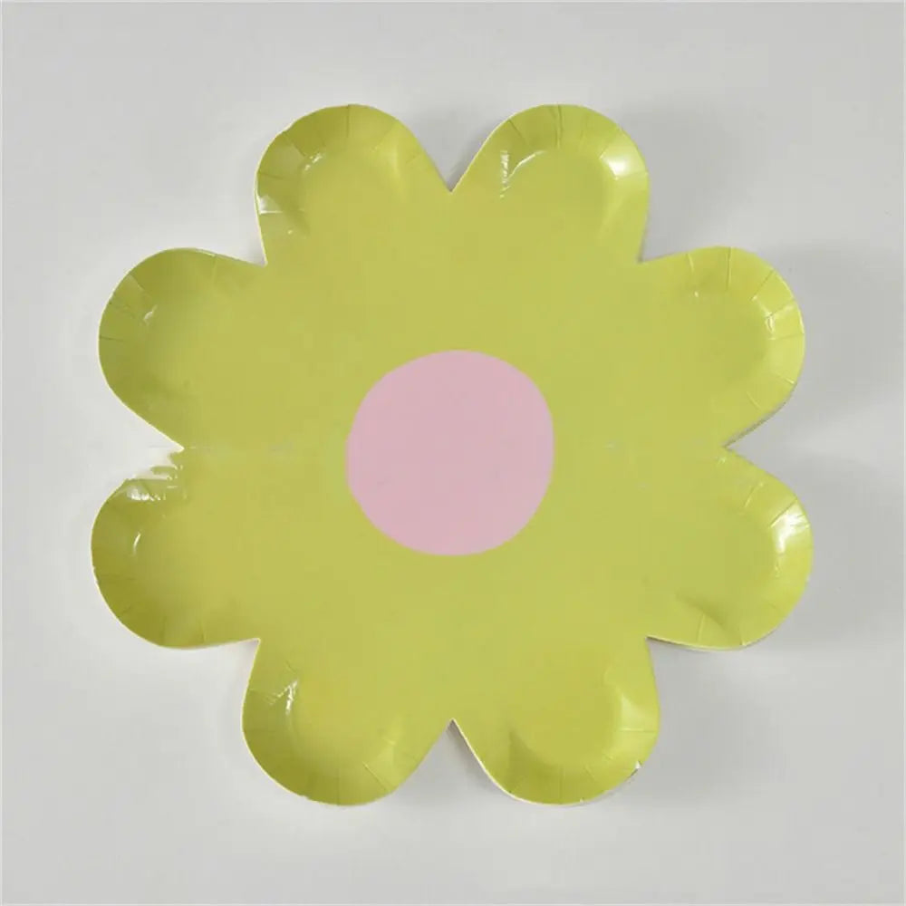 assiettes jetables fleurs dorées blanc vert jaune rose violet moderne fête enfants