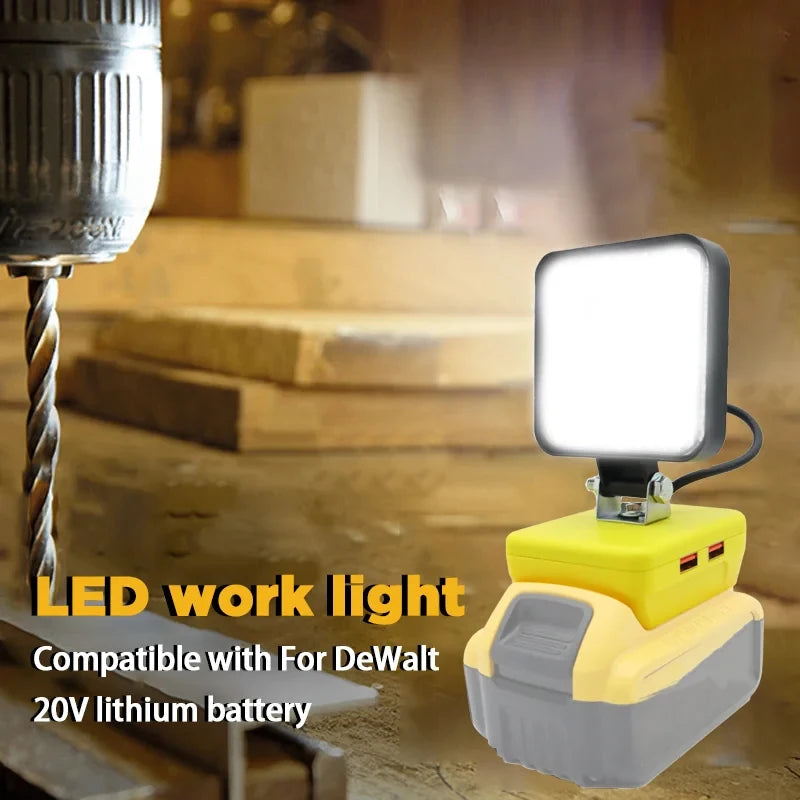 lampe travail led rechargeable batterie lithium portable compact noire jaune rouge moderne