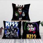 coussin carré motif kiss polyester pop rock noir imprimé dobbys décoratif 40x40cm 45x45cm 50x50cm
