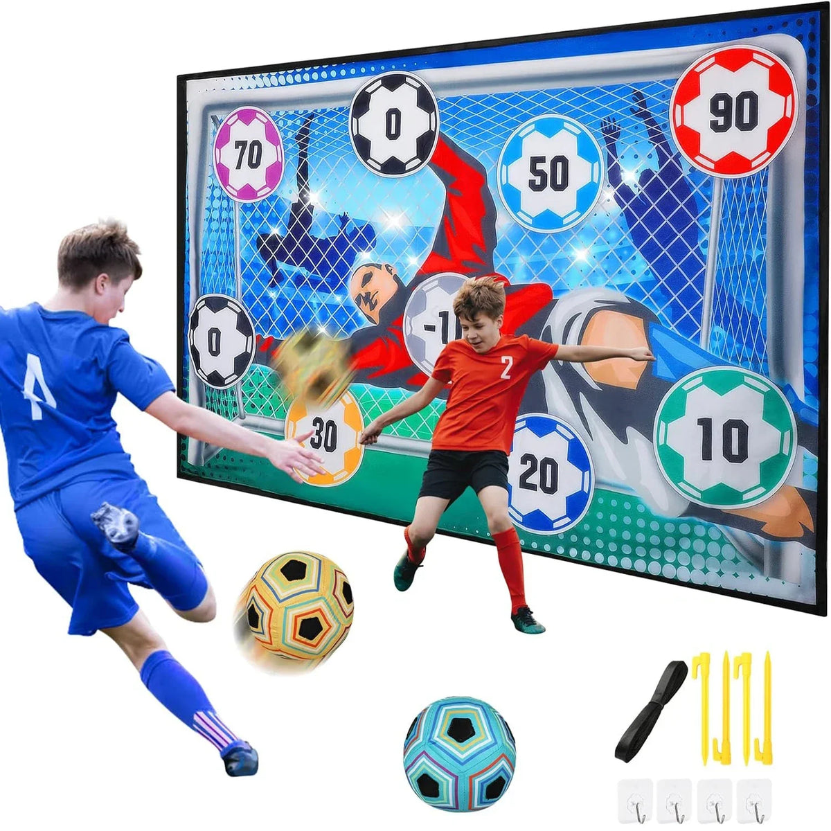 jeu soccer enfants tapis cible ballons numérotés couleurs multiples porte ballon fixations adhésives ludiqueintérieurextérieur