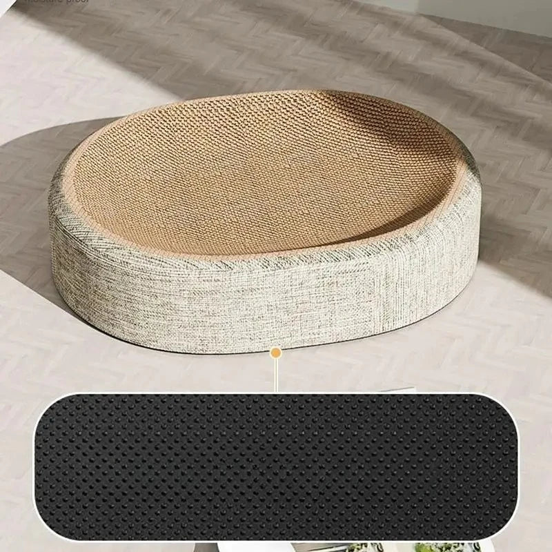 tapis coussin chat moderne minimaliste beige rembourré grignotage sisal texturé confortable adhésif