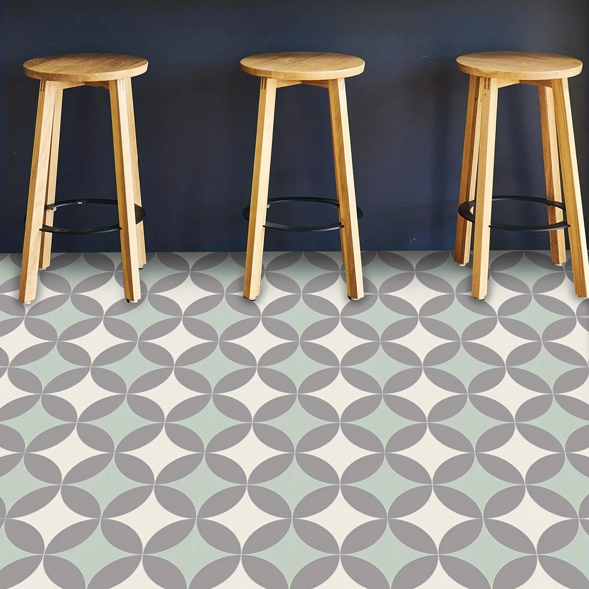 stickers imitation carreaux géométriques vert menthe gris beige rétro vintage scandinave adhésifs décos maison