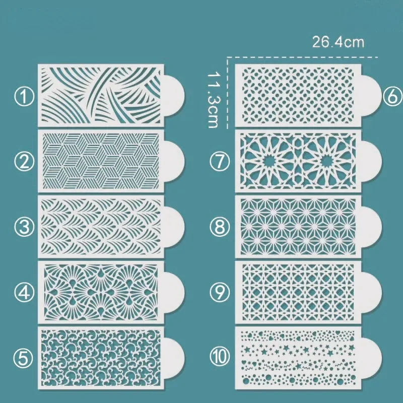 gabarits décoration gâteau blanc motifs géométriques modernes adhésifs reutilisables fondant icing cake decorating stencils