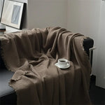 plaid coton marron texture gaufrée franges voyage printemps automne minimaliste portable chambre coucher
