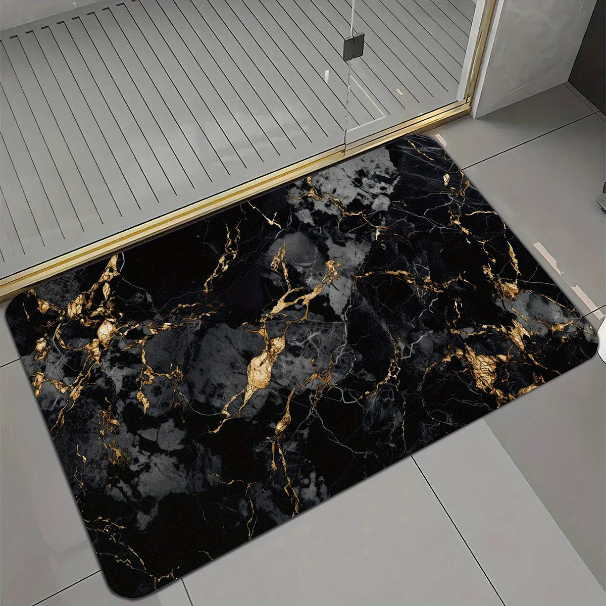 tapis moderne marbre noir anti dérapant absorbant salle bain entrée cuisine 40x60cm 50x80cm