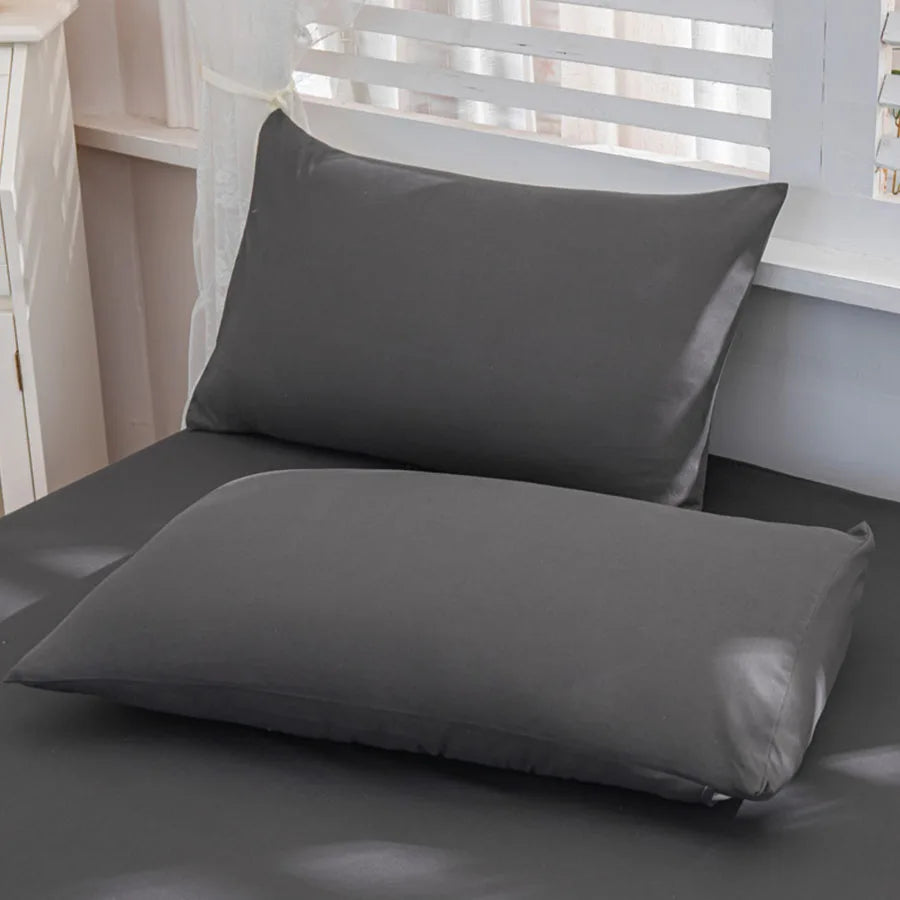 taies d'oreiller polyester non toxiques gris bleu blanc violet solides modernes hospitalières maison respectueuses