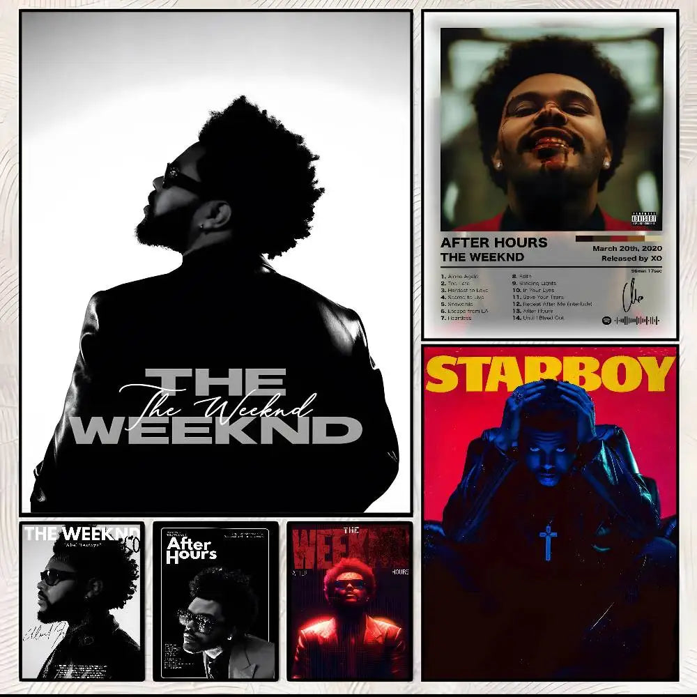 affiche the weeknd moderne pvc noire blanche cadre salon chambre decoration artistique