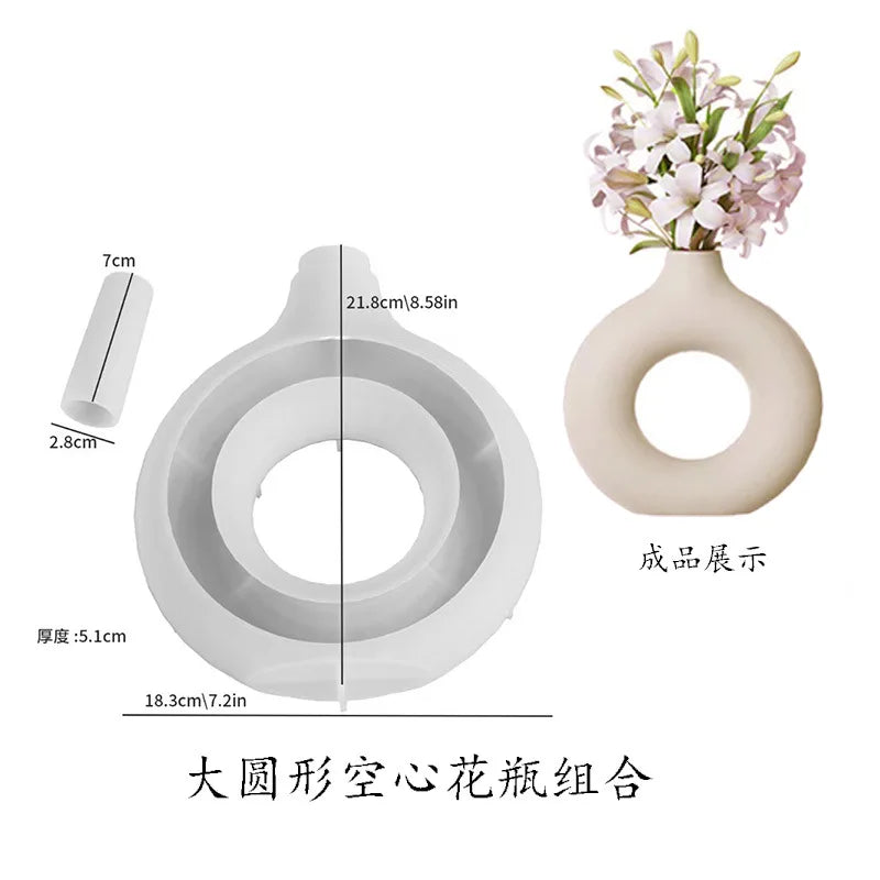 vase silicone rayures circulaires blanc rose moderne minimaliste ornement