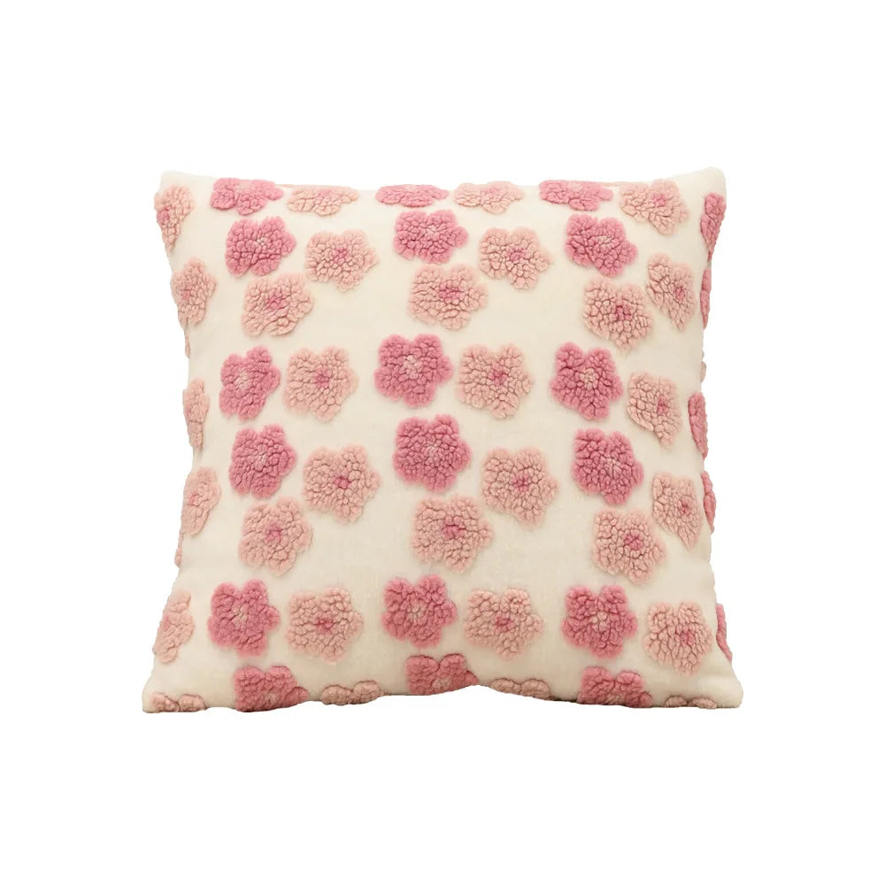 coussins brodés motif lapin cœur peluche rose clair blanc doux décoration maison